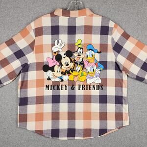 Disney Mickey Mouse and Friends Women's Shirt Flannel Button Up Long Sleeve L